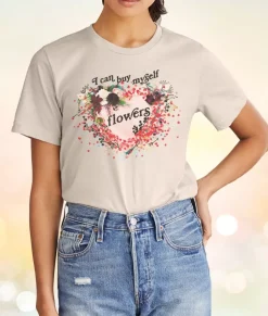 Women Nayked Apparel T-Shirts>Women'S Ridiculously Soft Oversized Sueded Graphic T-Shirt | I Can Buy Myself Flowers