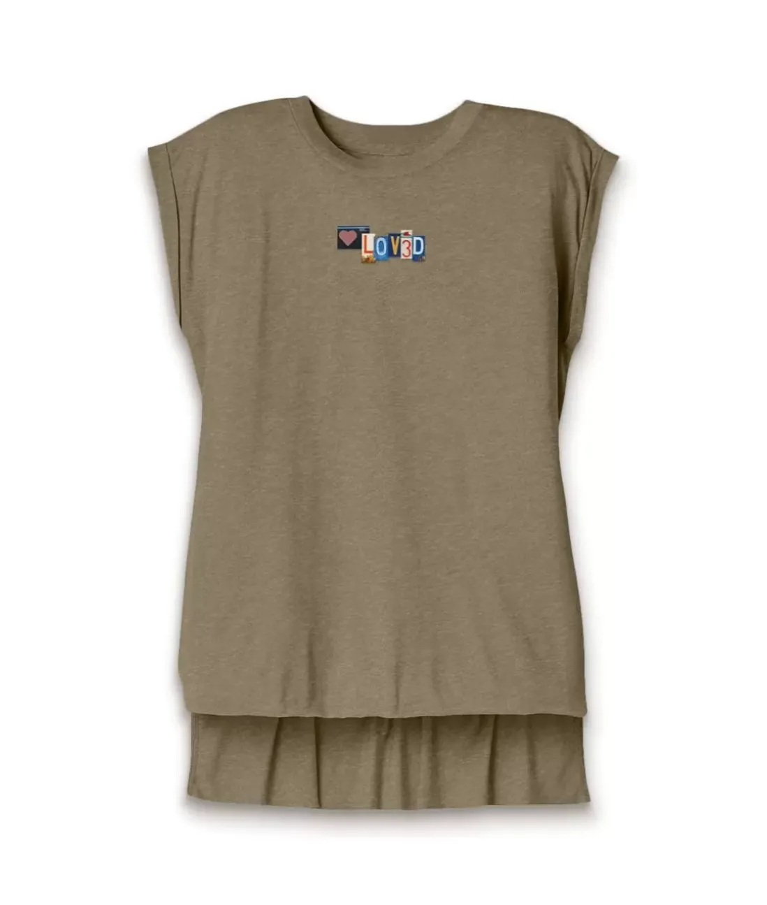 Women Nayked Apparel T-Shirts>Women'S Ridiculously Soft Flowy Rolled Cuff Muscle Graphic Tee | Loved
