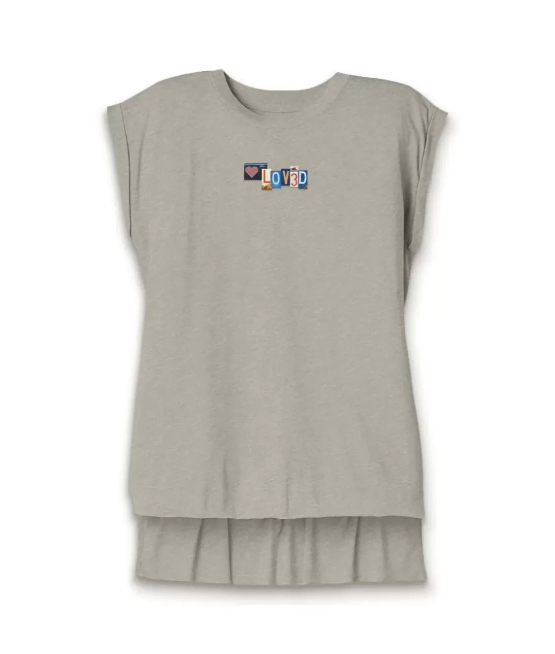 Women Nayked Apparel T-Shirts>Women'S Ridiculously Soft Flowy Rolled Cuff Muscle Graphic Tee | Loved