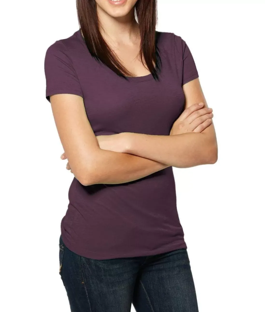 Women Nayked Apparel T-Shirts>Women'S Ridiculously Soft Lightweight Deep Scoop-Neck T-Shirt