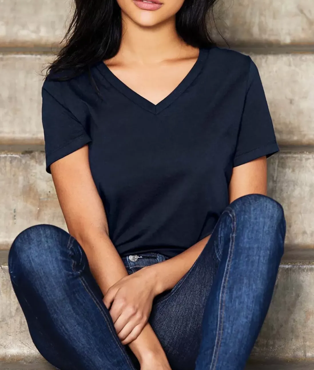 Women Nayked Apparel Tops>Women'S Ridiculously Soft Relaxed Fit 100% Cotton V-Neck T-Shirt