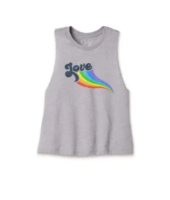 Women Nayked Apparel Tank Tops>Women'S Ridiculously Soft Cropped Graphic Racerback Tank | Love