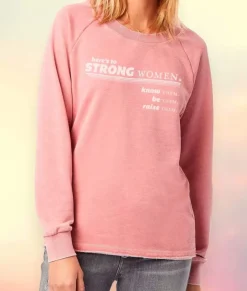 Women Nayked Apparel Tops>Women'S Soft Burnout French Terry Graphic Pullover | Here'S To Strong Women