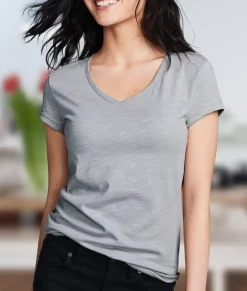 Women Nayked Apparel T-Shirts>Women'S Soft Lightweight Marled V-Neck T-Shirt