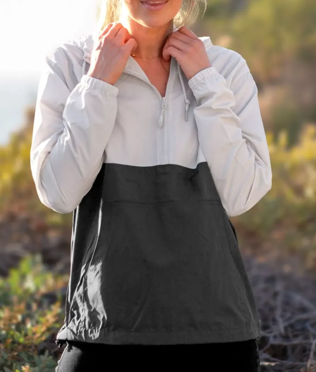 Women Nayked Apparel Tops>Women'S Soft Lightweight Oversized Half-Zip Pullover Windbreaker Anorak