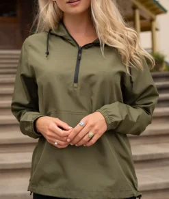 Women Nayked Apparel Tops>Women'S Soft Lightweight Oversized Half-Zip Pullover Windbreaker Anorak