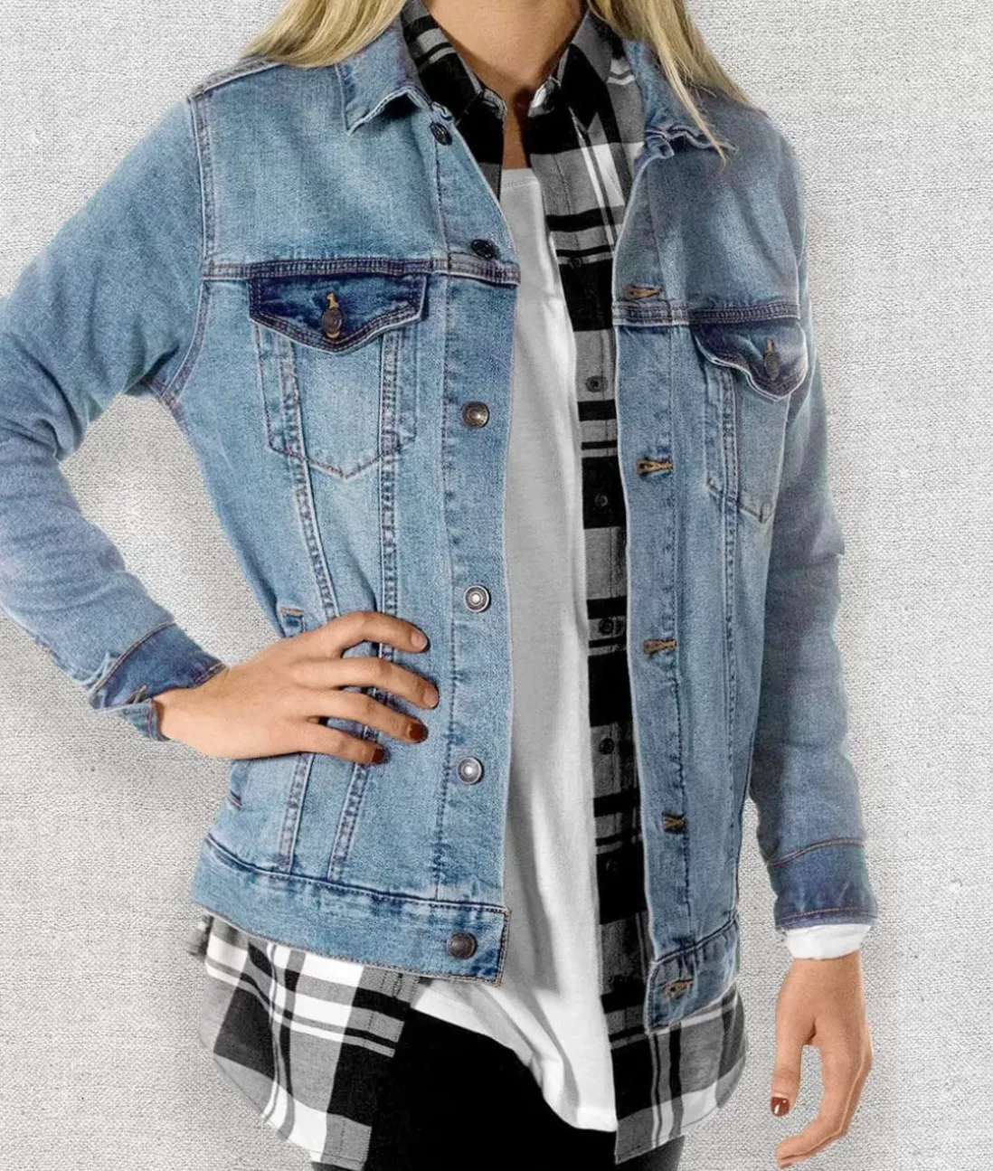 Women Nayked Apparel Outerwear>Women'S Soft Oversized Vintage Denim Jacket