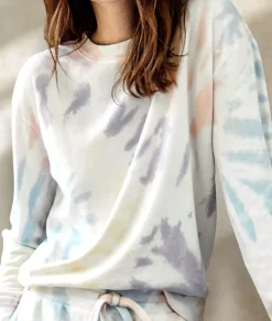 Women Nayked Apparel Tops>Women'S Soft Tie Dye Recycled Washed Terry Pullover Sweatshirt