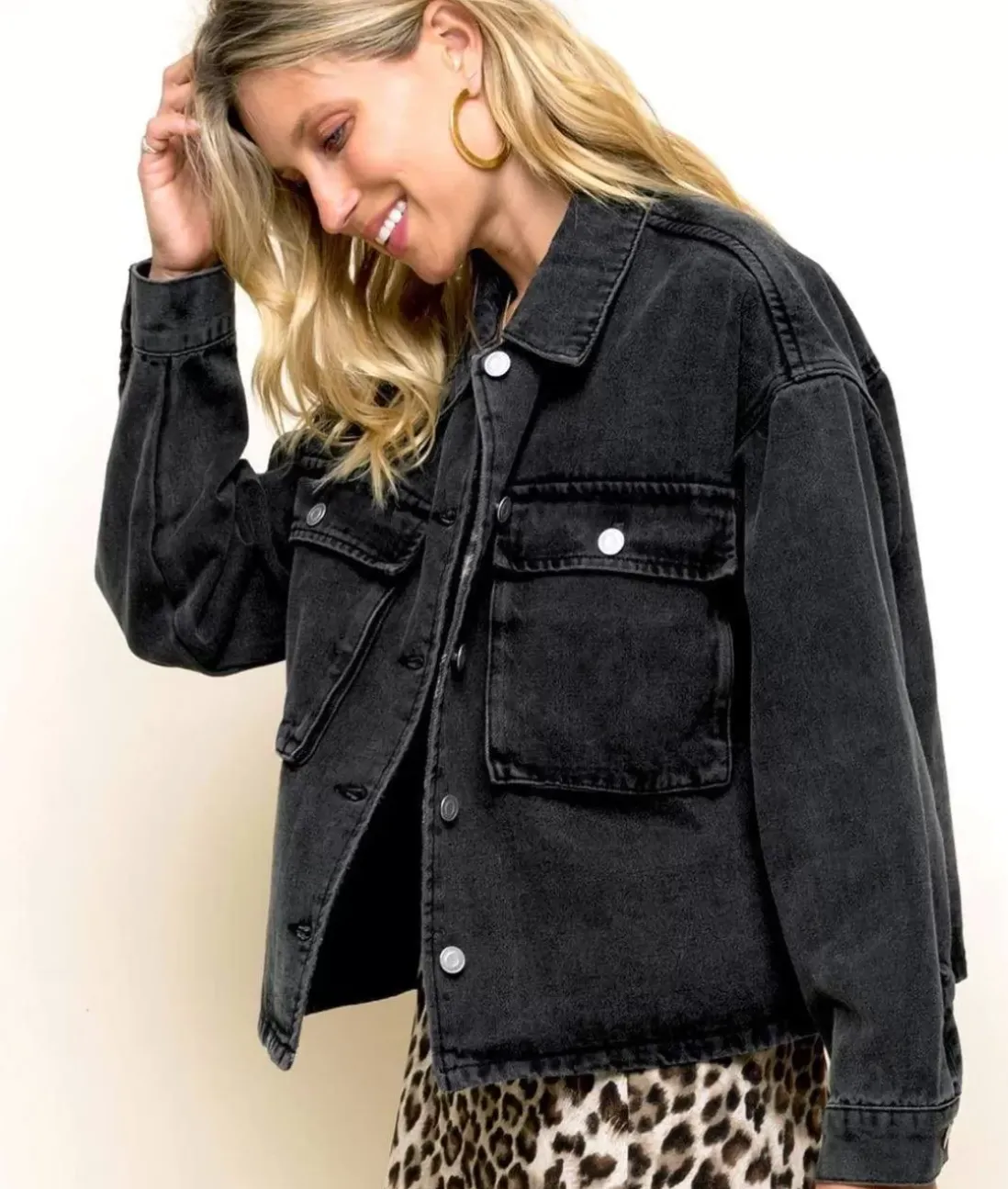 Women Nayked Apparel Tops>Women'S Vintage Washed Oversized Denim Jacket/Discontinued